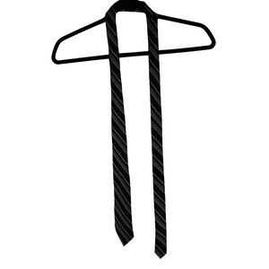 Calvin Klein Mens Silk Neck Tie Designer Black & Gray Striped RN 121148